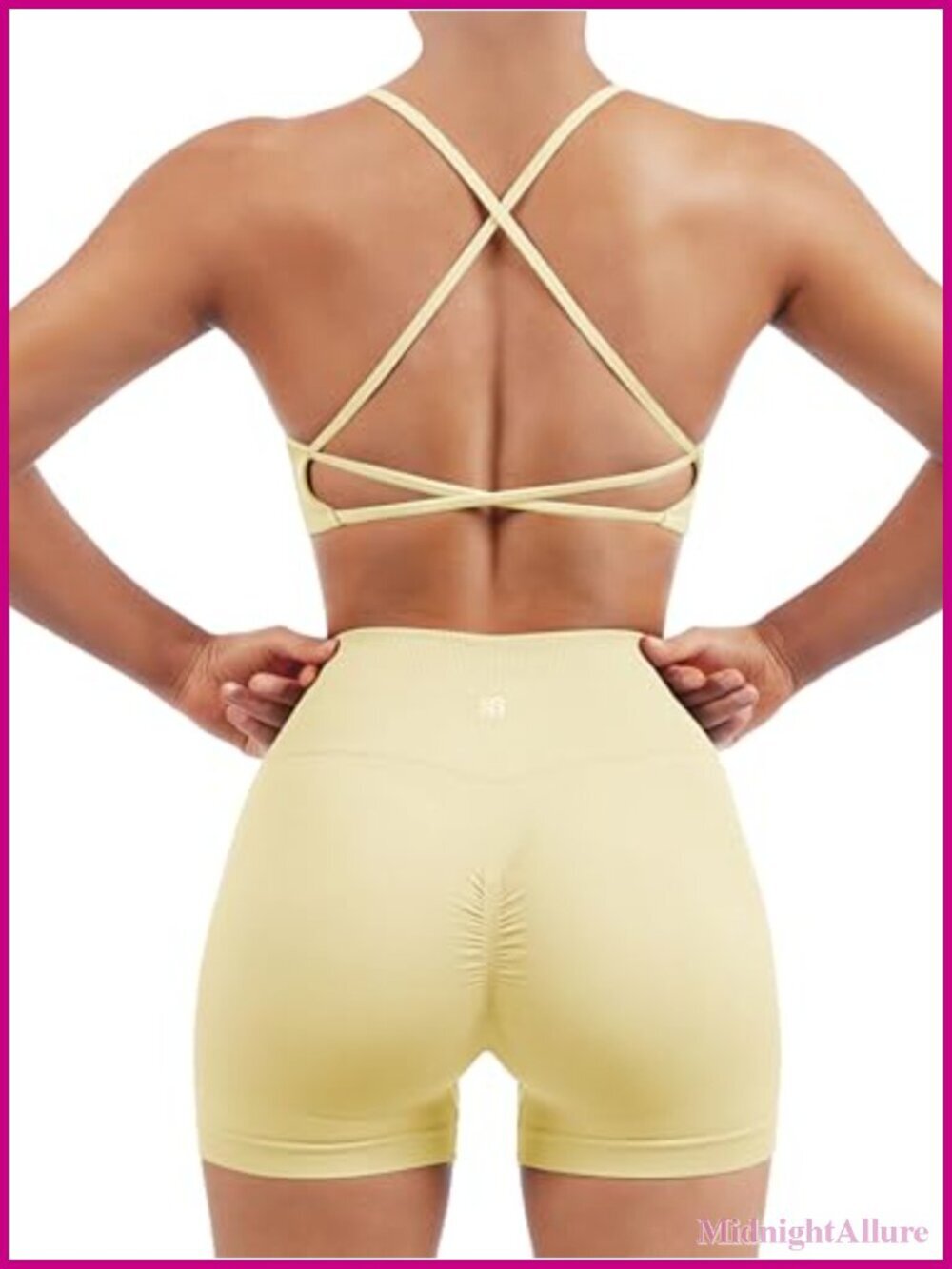 Seamless Workout Set Strappy Sports Bra High Waist Booty Shorts